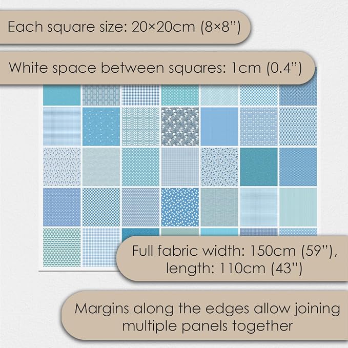 Cotton Satin Patchwork Fabric Panel – 35 Designs, 20×20 cm Squares, Single - Image 5