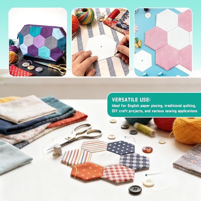 500 PCS 1.5" White Hexagon Piecing Paper Templates, Quilting Templates - Image 5