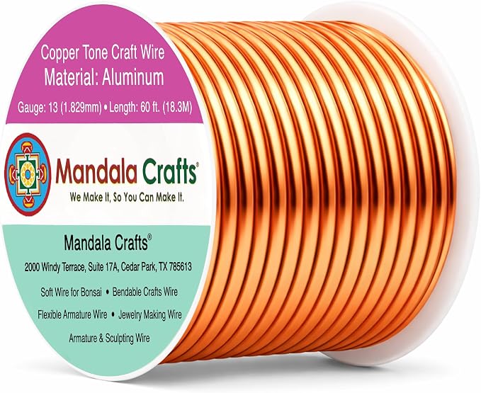 Mandala Crafts 13 Gauge Copper Tone Anodized Aluminum Craft Wire, 60 FT | by MandalaCrafts