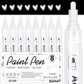 AKARUED White Acrylic Paint Markers, 8 Pack Acrylic White Paint Pen Sets by AKARUED