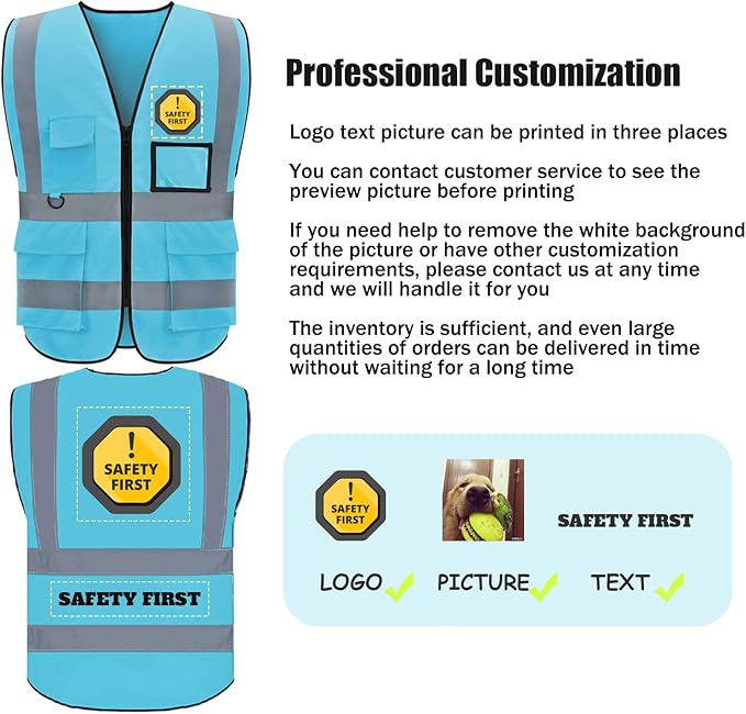 BeautyWill Custom Safety Vest Logo Class 2 High Visibility Reflevtive Vest Outdoor Protective Workwear