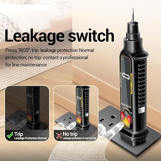 Non Contact Voltage Tester Outlet Receptacle Detector Dual Range AC 2-440V,50Hz-60Hz Live/Neutral Wire Tester with LCD Display,Breakpoint Finder,Light Fuse Checker,Circuit Polarity Wall Plug Tool