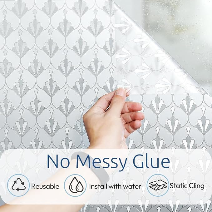 rabbitgoo Privacy Window Film Frosted Glass, 17.5" x 78.7" | Sun Blocking Non - Image 5