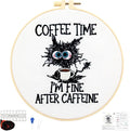 Cute Cat Embroidery Kits for Beginners Adults, Coffee Hand Embroidery Starter by Unknown