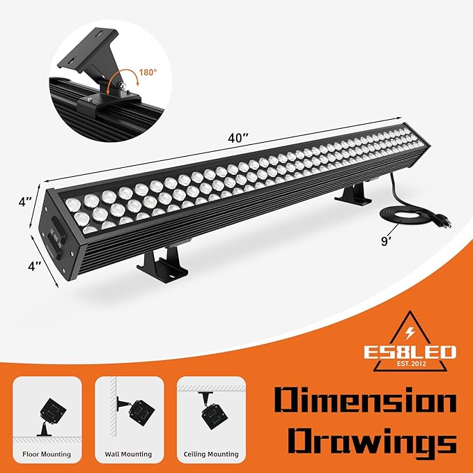 108W Super Bright LED Wall Washer Light Bar, 5700K Crystal White, 100-277VAC, Heavy Duty LED Bar for Lighting Box, Batting Cages, Horse Stalls, Commercial Billboards, Outdoor Waterproof IP65
