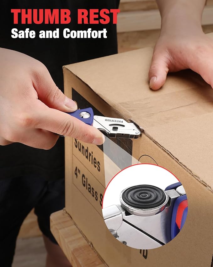 WORKPRO Folding Utility Knife, Quick-Change Box Cutter, Blade Storage in Handle with 5 Extra Blades Included