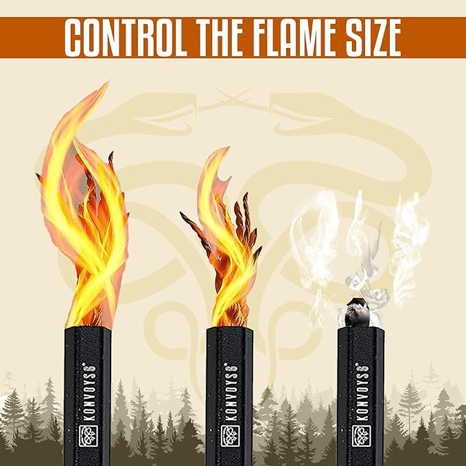 Fire Starter Survival Tool–Ferro Rod Fire Starter with 11" Waterproof Tinder Wick Rope, Multi-Tool Striker and Extra Jute Bag - All-in-One Flint and Steel Fire Starter Kit.