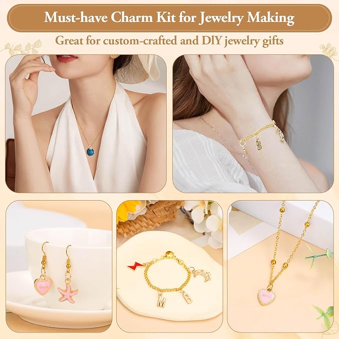 Modacraft 302Pcs Charms for Jewelry Making, Bulk Assorted, KC Gold, For DIY - Image 5