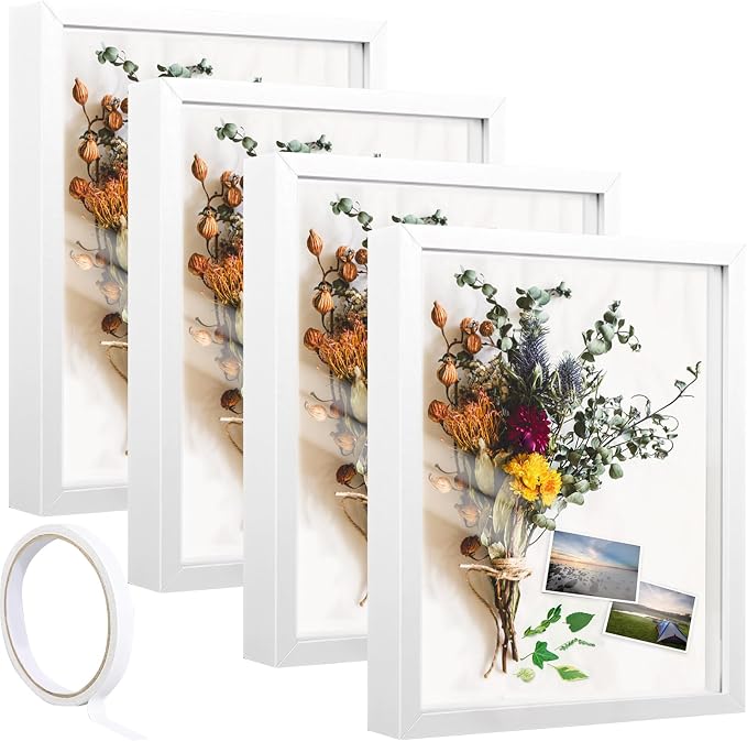 4 Pack 8*10 Shadow Box Frame, Shadow Boxes Display Cases 3D Wood Deep Shadow by IWOLOMI