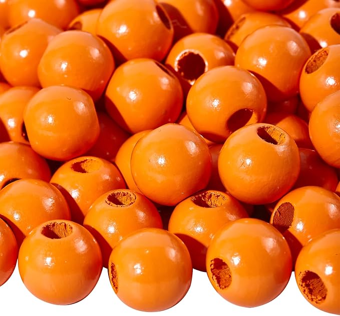 240pcs 16mm Wood Beads for Craft Orange Color DIY by Dabaiitechann