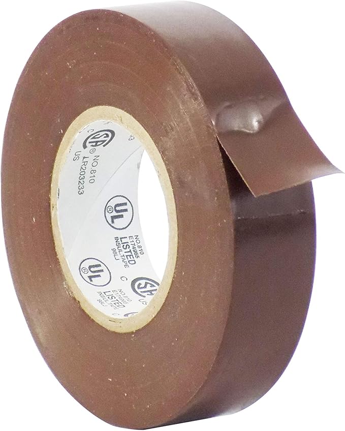 WOD ETC766 Professional Grade General Purpose Brown Electrical Tape UL/CSA Listed core. Vinyl Rubber Adhesive Electrical Tape: 3/4inch X 66ft. - Use at No More Than 600V & 176F (Pack of 1)