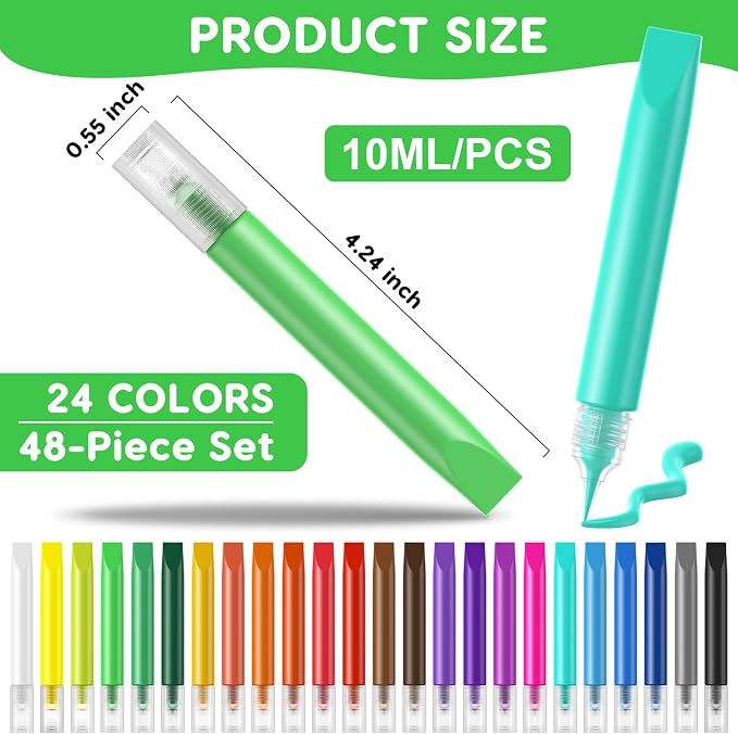 48 Pcs Suncatcher Paint Pens, Stained Glass Sun Catcher Pens 24 Colors 10ML Each - Image 2