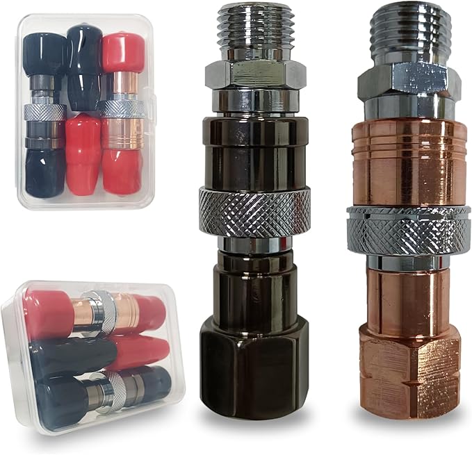 Upgraded Oxy Acetylene Quick Connects,Quick Connect Hose Fittings,Cutting Torch Hose Quick Connect Sets,Fit for 9/16"-18 B Fittings, Max 29 PSI for Fuel Gas and 145 PSI for Oxygen