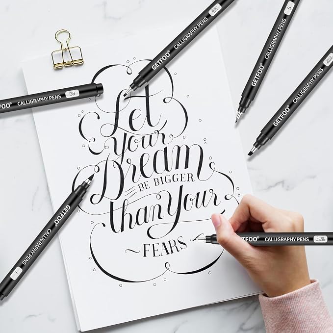 10 Size Calligraphy Pen Set, Hand Lettering Brush Pens - Image 3