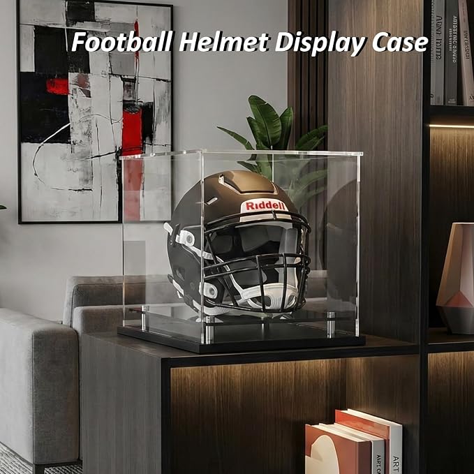 Football Helmet Display Case Full Size, Acrylic Helmet Display Case Black - Image 4