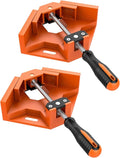 Right Angle Clamp, [2 Pack] Single Handle 90°Aluminum Alloy Corner Clamp, Right Angle Clip Clamp Tool Woodworking Photo Frame Vise Holder with Adjustable Swing Jaw - Orange