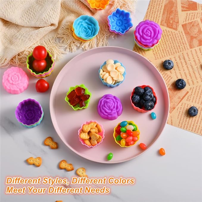 Reusable Silicone Baking Cups, 2 Inch Mini Size Silicone Cupcake Liners - Image 4