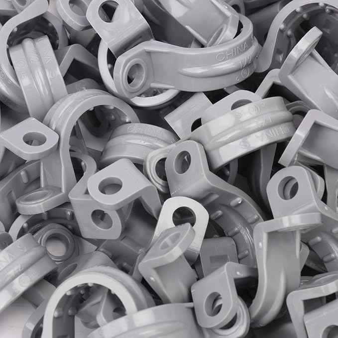 120 PCS 1/2 Inch PVC Pipe Straps, Convenient 2 Holes Conduit Strap for Pipe Mounting - PVC Conduit Clips Clamps, 2 Holes Pipe Mounting Bracket