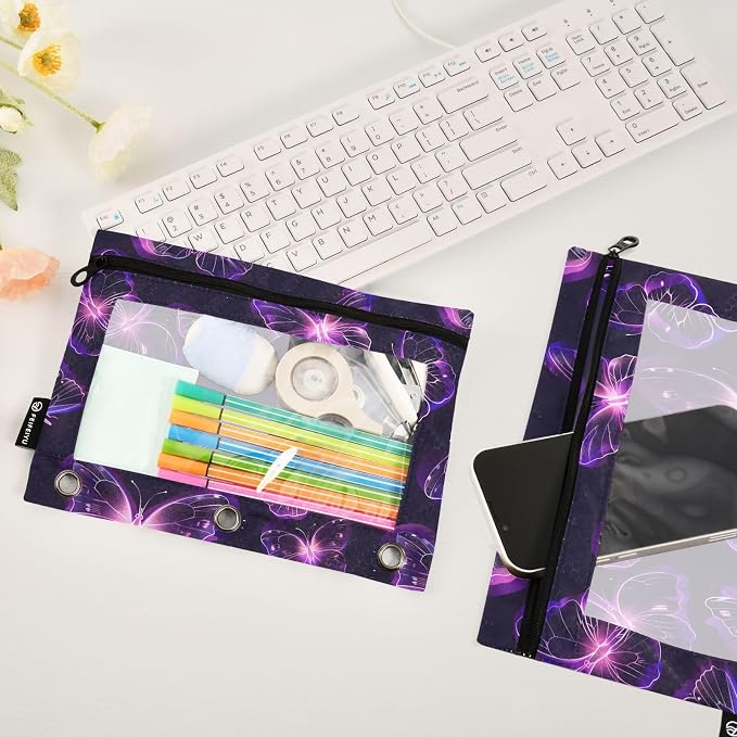 Butterflies Purple Neon Pencil Pouch - Image 5