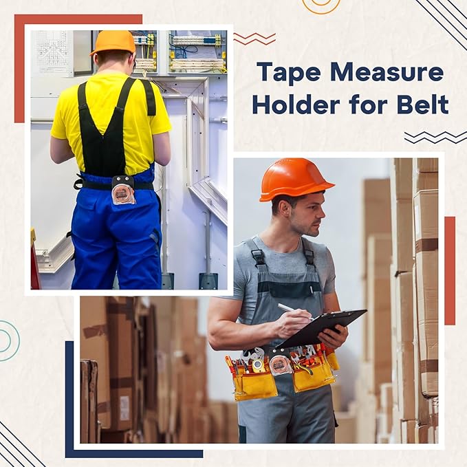 Zonon 3 Pcs Tape Measure Holder Set for Belt Hammer Holders Tactical Tape Measuring Belt Clip Low Profile Drill Holster Match Any Kinds Holster with Clip