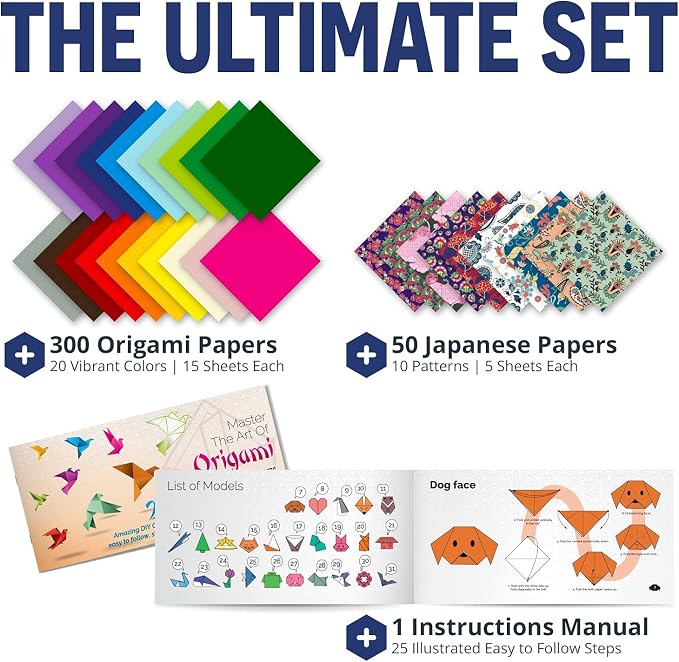Origami Paper | 350 Origami Paper Kit | Set Includes - Image 2