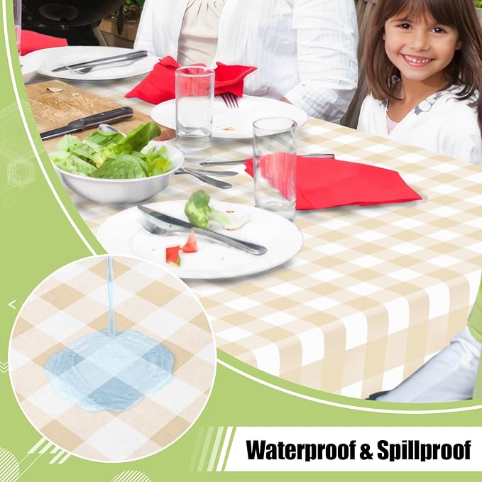 Smiry Rectangle Table Cloth, Waterproof Vinyl Tablecloth - Image 2