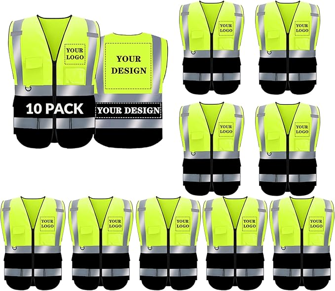 BeautyWill Custom Safety Vest Logo Class 2 High Visibility Reflevtive Vest Outdoor Protective Workwear
