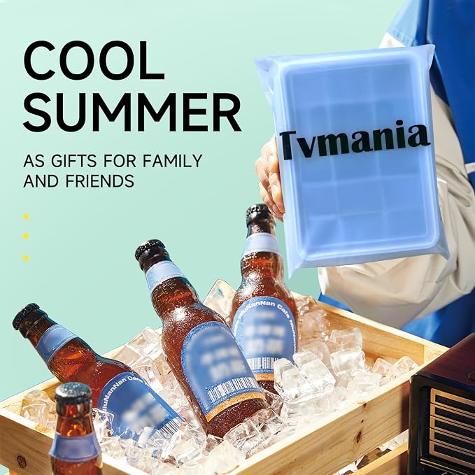 Tvmania Ice Cube Trays Set of 2, 15-Cube Silicone Molds - Image 8