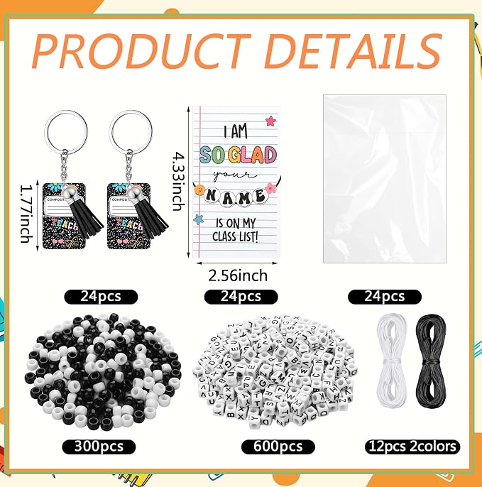 Suncalla 996 Pcs 24 Set Back to School Student Composition Keychain Kit | - Image 2