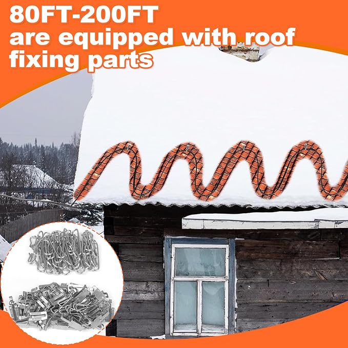 3FT Heat Tape for Water Pipes, -40°F Deicing Cable,Pipe Heating Cables for Roof,Gutter，Farm，Freeze Protetion Heat Trace Cable, Heated Water Hose,Plumbing Fixtures,120V 5W/FT