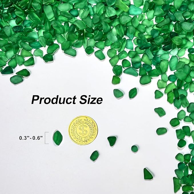 QEQEKAKA Sea Glass Stones for Crafts About 2.75LB Green Glass Pebbles Gemstones - Image 2