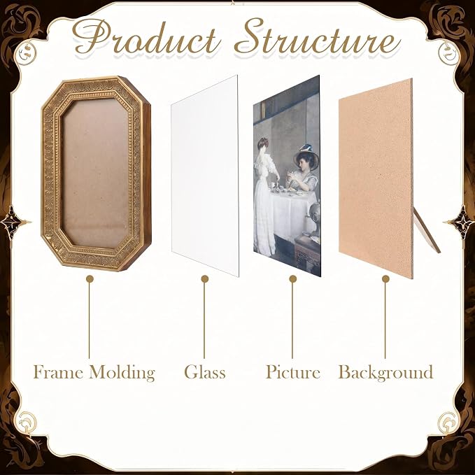 Wonderjune 3 Pcs Vintage Picture Frames Set - Image 4
