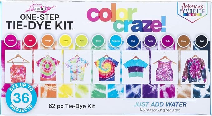 Tulip One-Step Tie-Dye Kit 12 Rainbow, Big 4oz Bottles Color Craze by Tulip