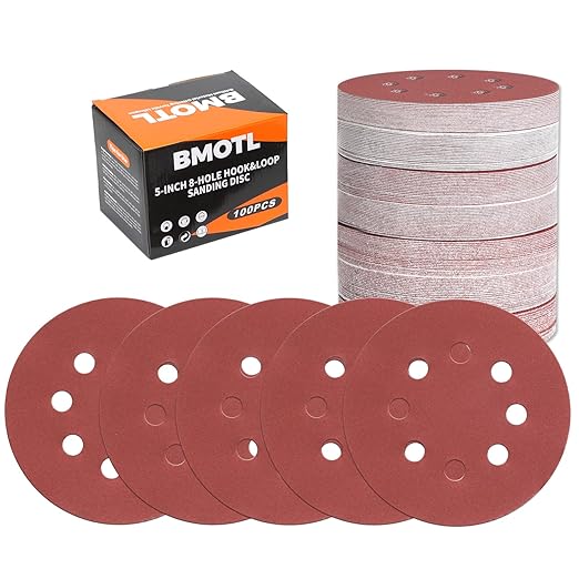 100Pcs 600 Grit Sanding Discs 5 Inch 8 Hole: Woodworking/Metalworking Round Extra Fine Hook and Loop Sandpaper for Random Orbital Sander