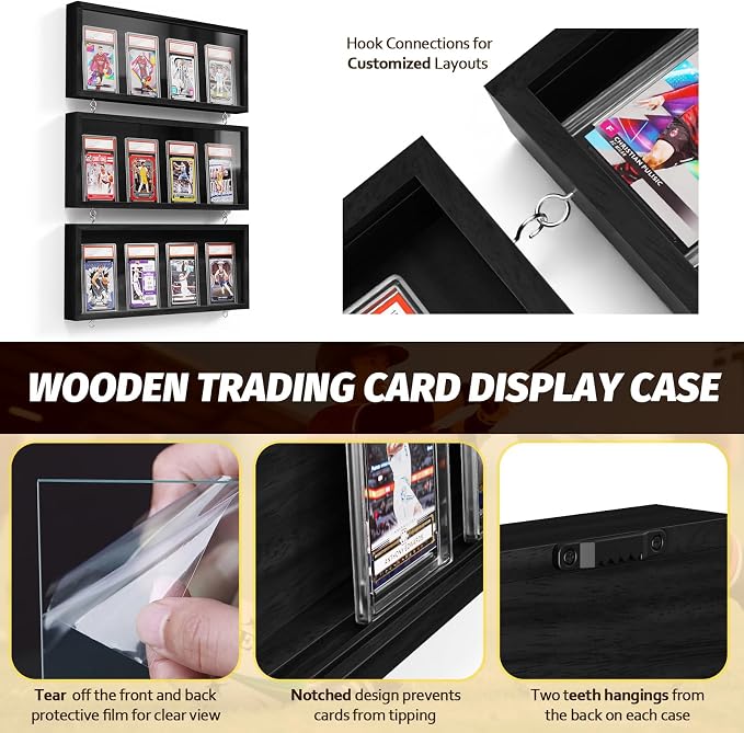 Emfogo Card Display Case, 3 Pack Trading Card Display Frame Wall Mount - Image 4