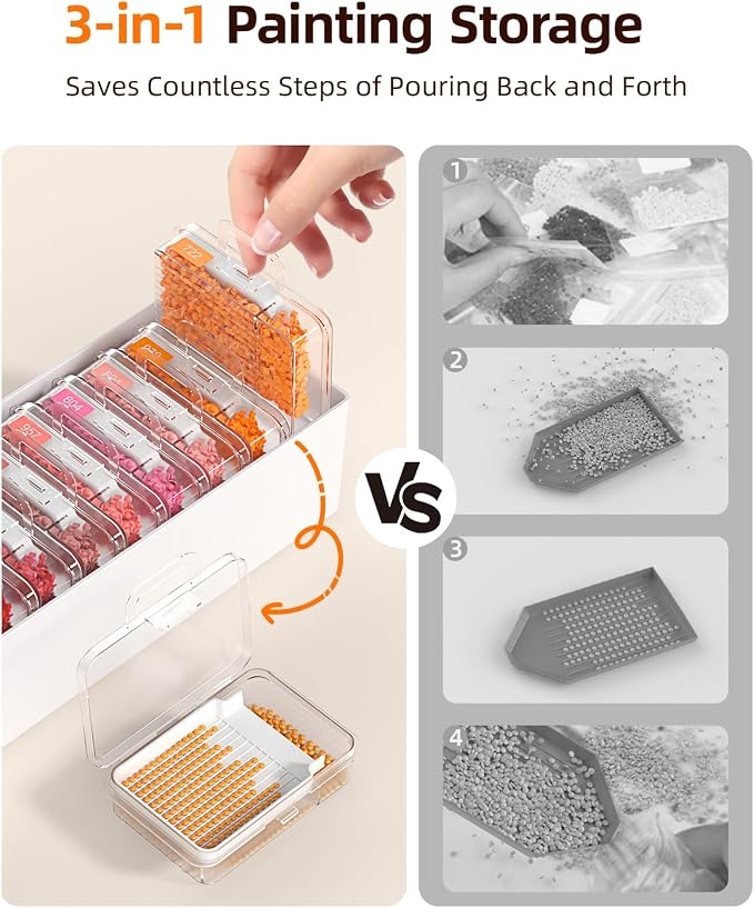 Redtwo 12 PCS Diamond Painting Storage Containers Trays, Detachable Trays - Image 3