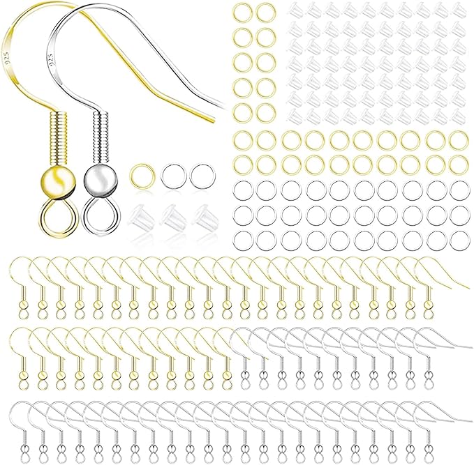Hypoallergenic Earring Hooks 800 PCS/125 Pairs, Jump Rings, Ear Wires Fish Hooks by OfficeArtCraftsProducts
