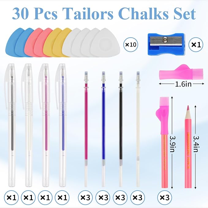 Fabric Markers Kit for Sewing & Quilting-10 Pcs Tailor’s Chalks, Sewing - Image 2