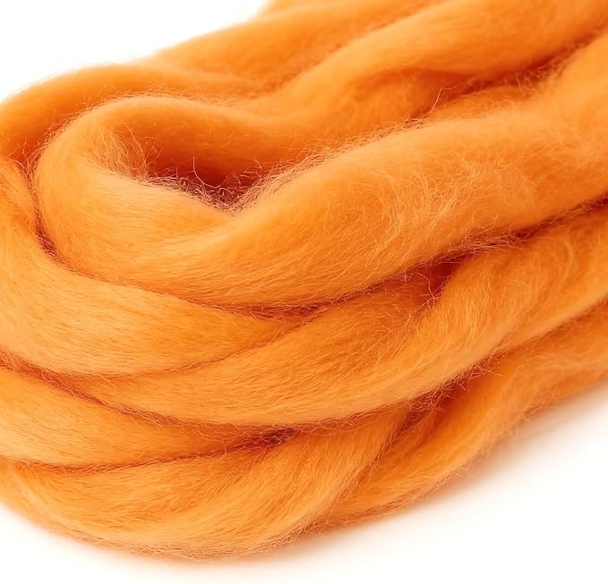 3.4oz Felting Wool Sun Orange, Needle Felting Wool, Wool Roving - Image 3