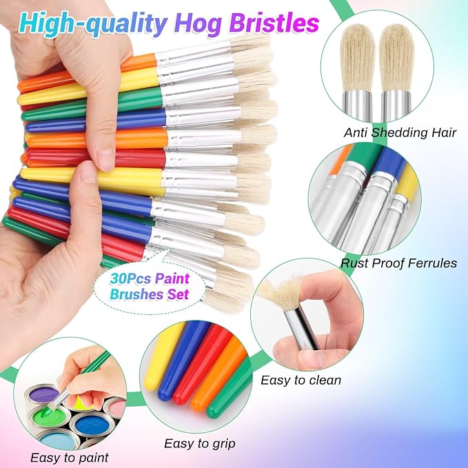 30Pcs Paint Brushes, Anezus Round Paint Brushes - Image 5