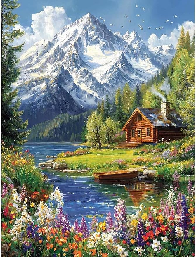 Eiazuiks Stamping Cross Stitch Kit, Snow Mountain Counting Cross Stitch Kit by Eiazuiks