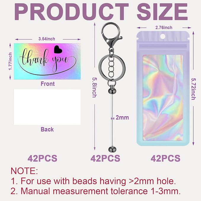 42/84/126 Pcs Beadable Keychain Bars Bulk Blank DIY Beaded Keychain Making - Image 2