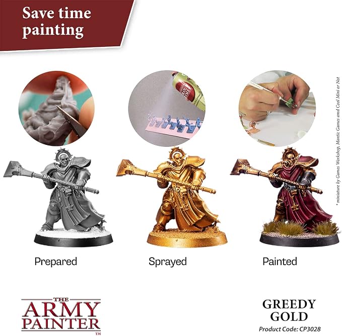 The Army Painter Colour Primer Greedy Gold, 400 mL Acrylic Spray Primer - Image 2
