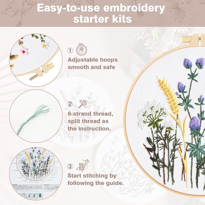 RidaaFri Embroidery Kit for Beginners, Hand Embroidery Practice Kit - Image 4