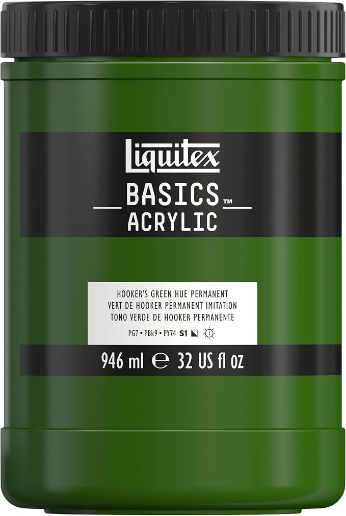 Liquitex BASICS Acrylic Paint, 946ml Jar, Hooker’s Green Hue Permanent by Liquitex