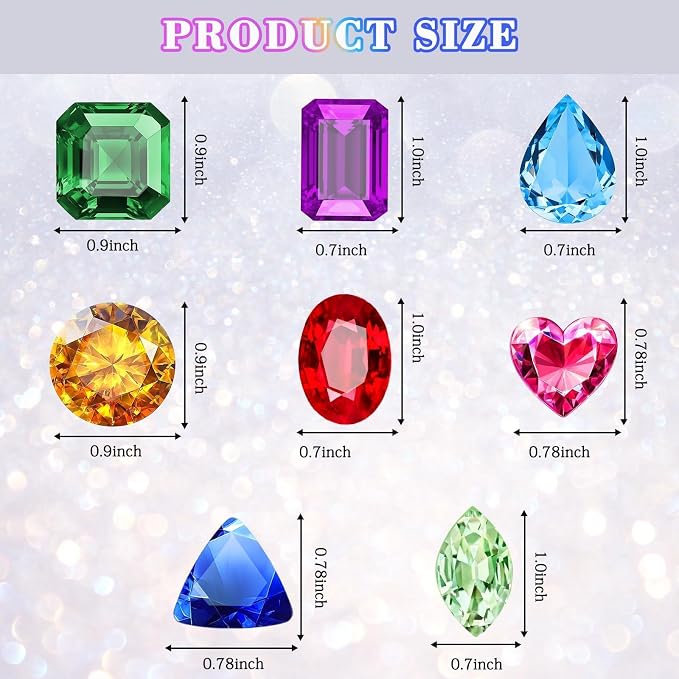 MARFOREVER 100 Pcs Toys Gems Pirate Treasure Jewels Fake Acrylic Gems Colorful - Image 2
