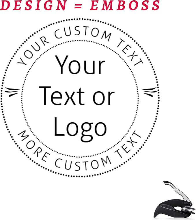 Custom Logo Embosser Seal Stamp Your Own Design Personalized 1 x 5/8" - Image 3