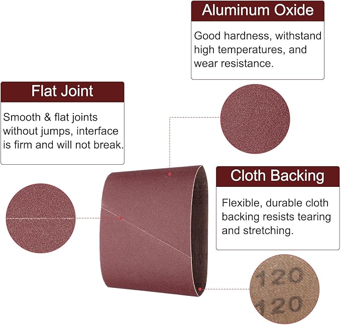 uxcell 10pcs 8" x 19" Sanding Belts 120 Grits Aluminum Oxide Abrasive Belt Sander Paper Sanding Papers for Metal Wood Grinding Polishing, Reddish Brown