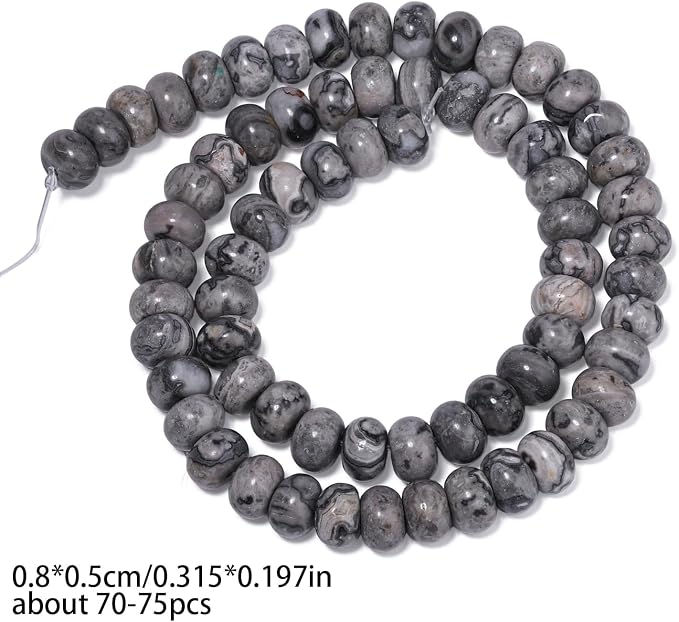 Songxi 5x8mm Natural Map Jasper Stone Rondelle Beads, Gemstone - Image 2