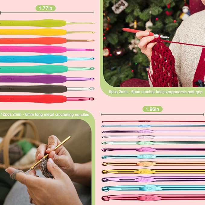Katech Crochet Hooks Set with Crochet Case, Colorful Soft Handle Knitting - Image 4